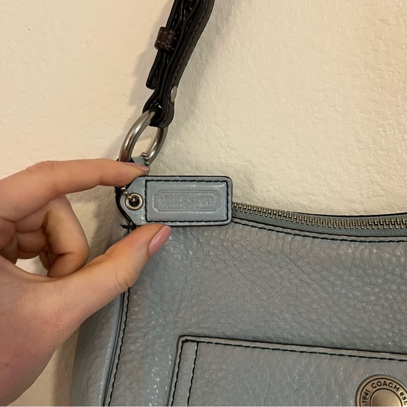 Coach Vintage y2k Chelsea 8E99 Powder Blue leather bag brown strap - Picture 12 of 15